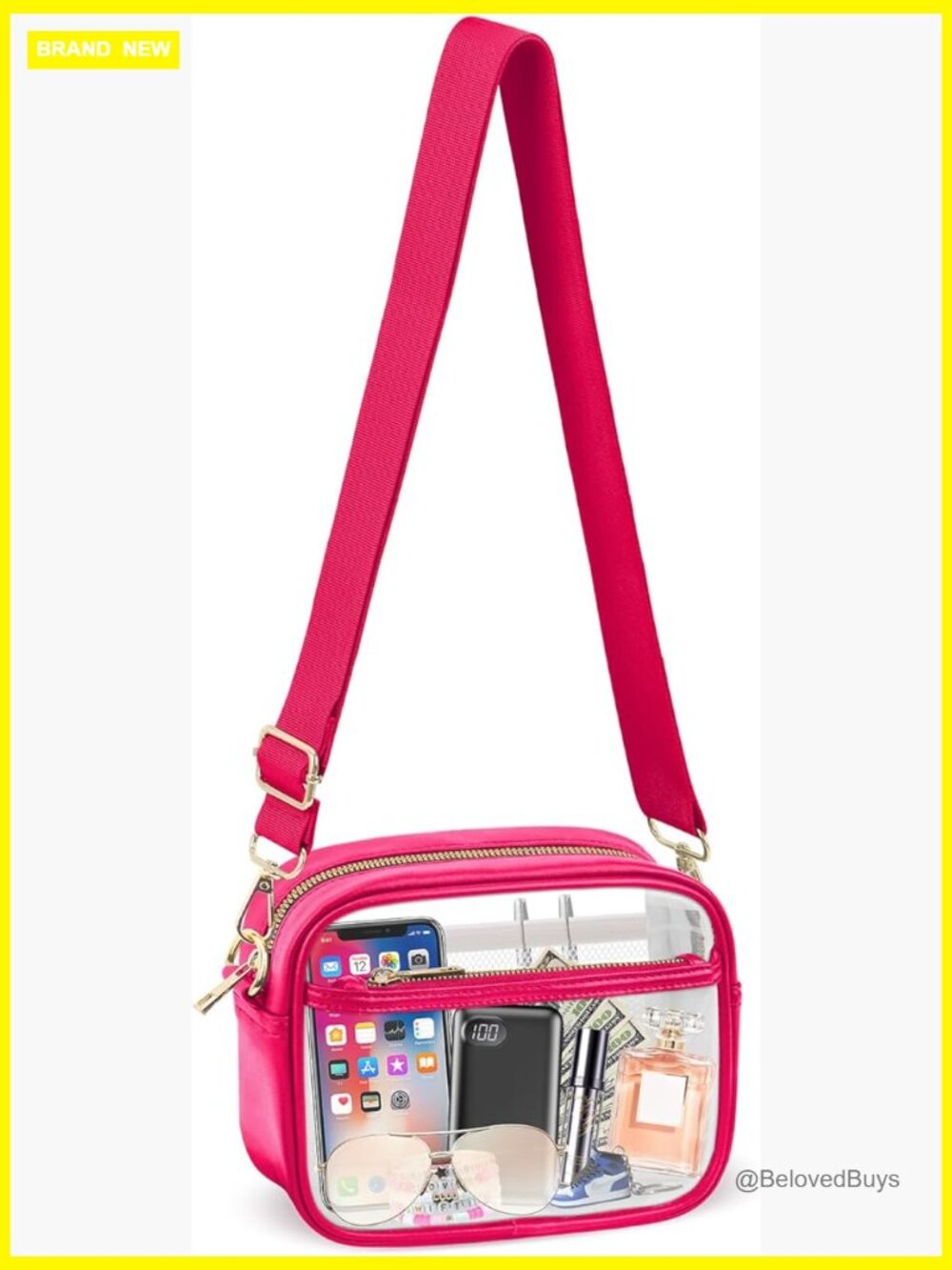 Clear Crossbody Bag Stadium Approved Concert Purse TPU Leather - Picture 1 of 7